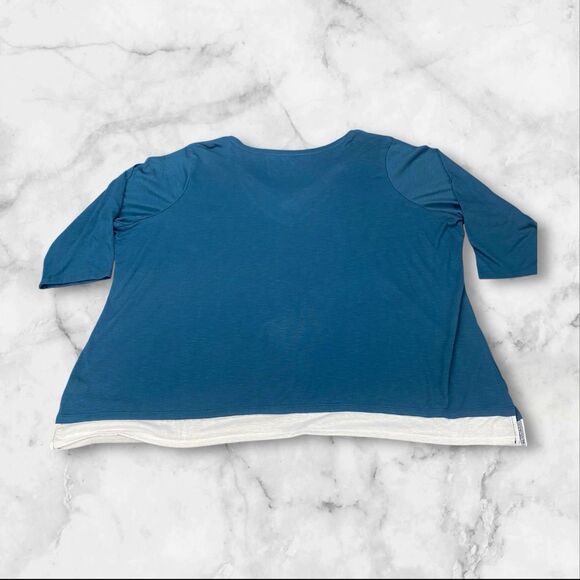 Avenue Your Tee Womens sz 30/32- 3/4 Sleeve Blue White T Shirt MSRP: $35 - Picture 12 of 15